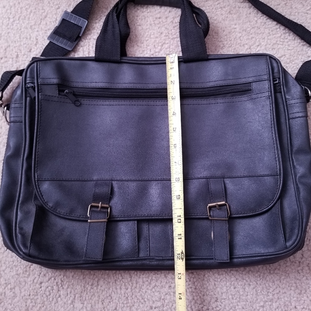 Leather Buckled Academic Messenger Shoulder Bag - Picture 11 of 16